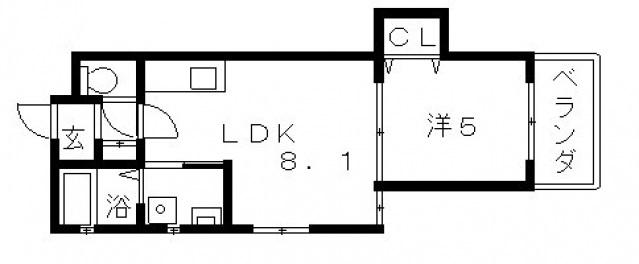 クリエオーレ上住吉(1LDK/1階)の間取り写真