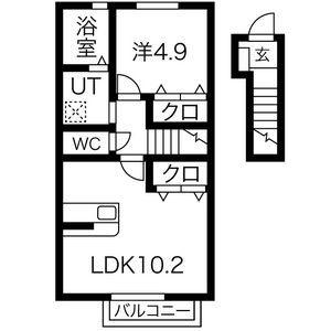 プリエール ヴェリテ(1LDK/2階)の間取り写真