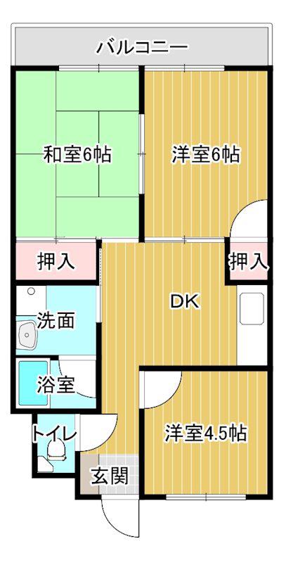 徳和マンション(3DK/4階)の間取り写真
