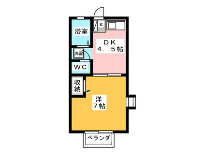 ゴーバルハウス A(1DK/2階)の間取り写真