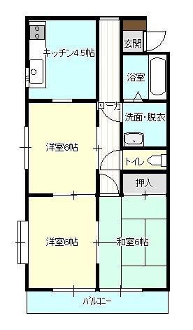 リバティ安原II(3K/1階)の間取り写真