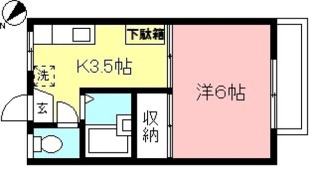 コーポ若松(1K/2階)の間取り写真