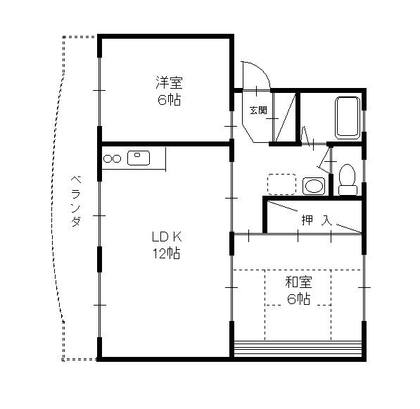 エステート楠(2LDK/1階)の間取り写真