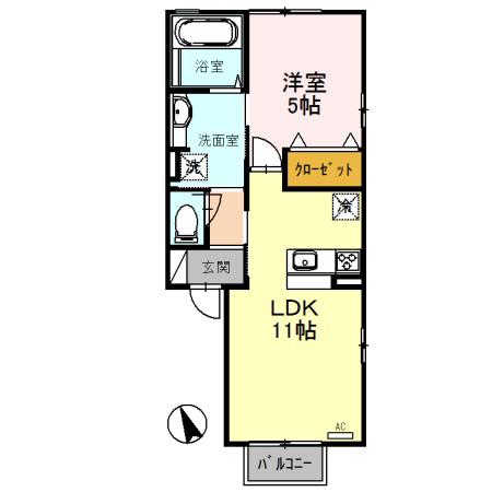 クレセントSK(1LDK/2階)の間取り写真