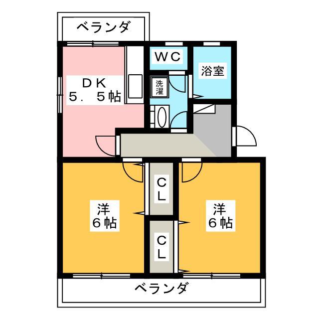 リサイア(2DK/1階)の間取り写真