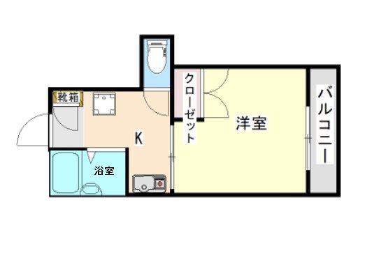 アップルコート紫原II(1K/3階)の間取り写真