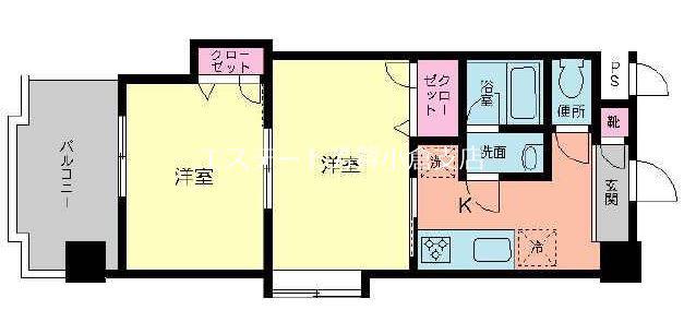 HAMIEL九工大前(2K/4階)の間取り写真