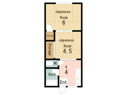 マリン新町(2K/2階)の間取り写真