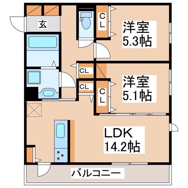 サニーヒルII(2LDK/1階)の間取り写真