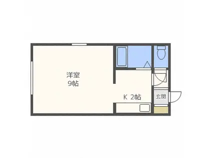 ドミールK(1K/2階)の間取り写真
