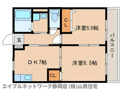 フォンテーヌ(2DK/2階)の間取り写真