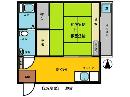 小川コーポ(1DK/2階)の間取り写真