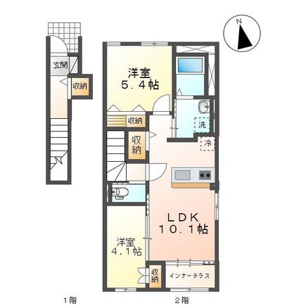 シーヒーツ(2LDK/2階)の間取り写真