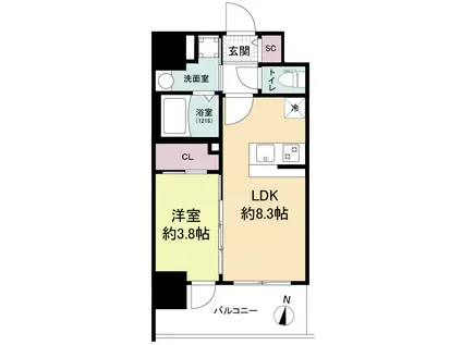 エスリードレジデンス梅田グランゲート(1LDK/6階)の間取り写真