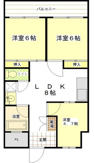 アヴェニュー奥田(3DK/3階)の間取り写真