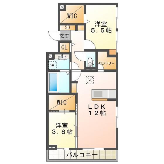 ディーシャンブル 南丸之内B(2LDK/1階)の間取り写真