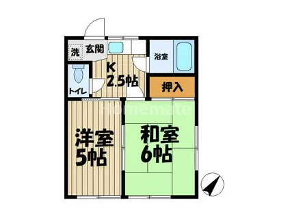 第6陽光ハイツ(2K/1階)の間取り写真