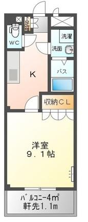 フロイデB(1K/1階)の間取り写真