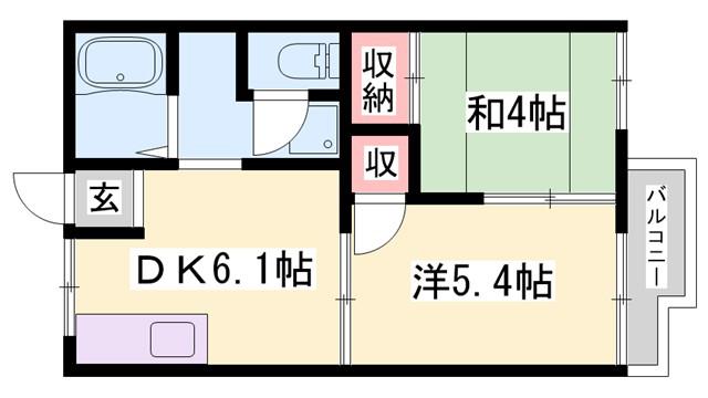 ハイツエヌ(2DK/2階)の間取り写真