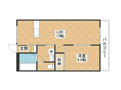 グランドール野洲(1LDK/1階)の間取り写真