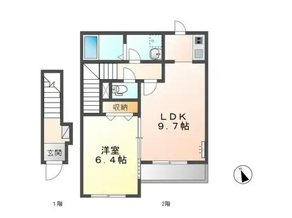 ルビコン・クワトロ(1LDK/2階)の間取り写真