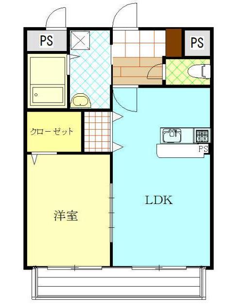 サンサンフラワー菊陽(1LDK/1階)の間取り写真