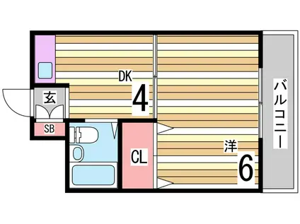 パレルミエール神戸(1DK/2階)の間取り写真