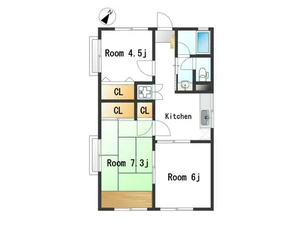 シティハイムサンライズ(3K/2階)の間取り写真