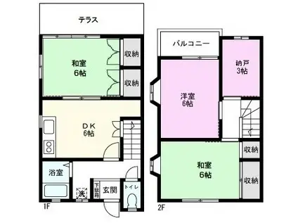 第1クリヤマコーポ(3SDK/1階)の間取り写真