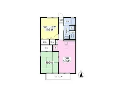 グレース・パルA(2DK/2階)の間取り写真