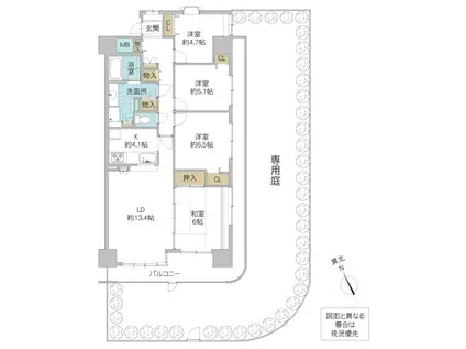 シャルマンコーポ土浦(4LDK/1階)の間取り写真