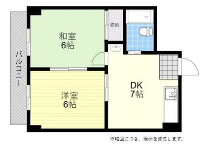 つかさアーバングリーン大道(2DK/2階)の間取り写真