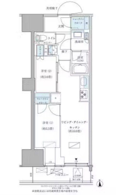 パークアクシス品川天王洲アイル(2LDK/10階)の間取り写真