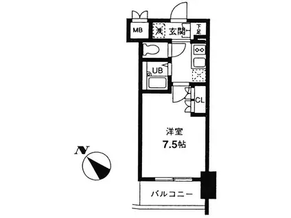 レジディア幡ヶ谷(1K/7階)の間取り写真