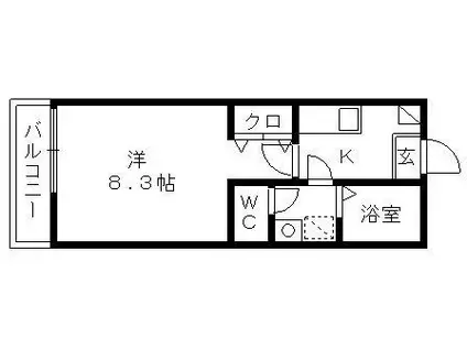 クレフラスト和田町II(1K/2階)の間取り写真