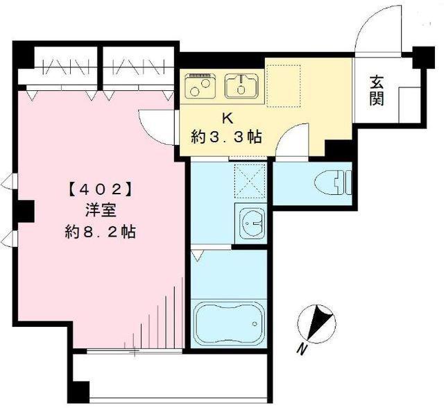 マンショングレース(1K/4階)の間取り写真