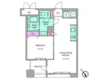 レジディア横濱馬車道 (1LDK/6階)の間取り写真