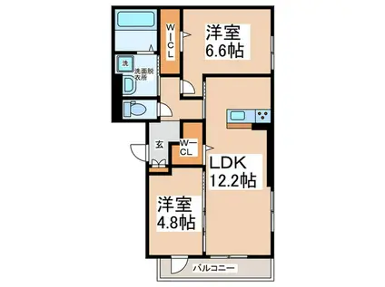 GRANDEL A棟(2LDK/1階)の間取り写真