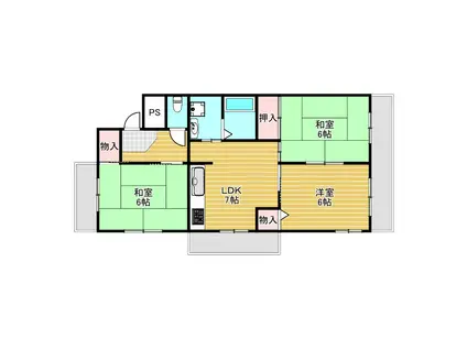 マンション雅II(3LDK/3階)の間取り写真