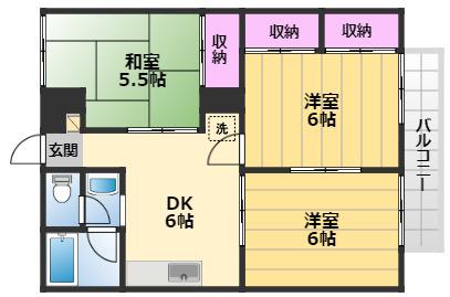 モアクレスト綾園(3DK/2階)の間取り写真