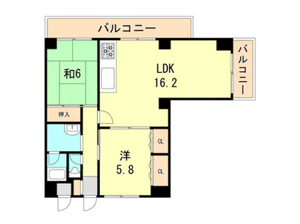 グランドメゾン中山手(2LDK/3階)の間取り写真