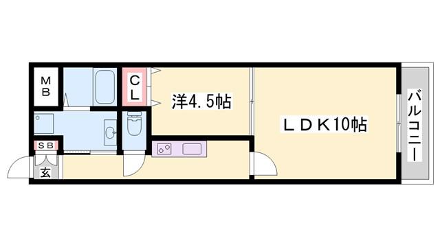 キャスティーヨ山野井(1LDK/2階)の間取り写真