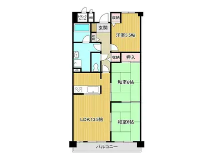 ライオンズマンション大阪狭山弐番館 弐番館(3LDK/4階)の間取り写真