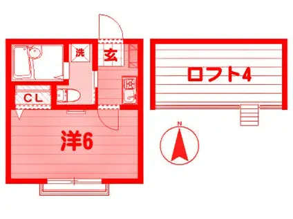 PRUNUS南太(1K/2階)の間取り写真
