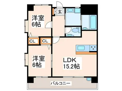 ノース POLE(2LDK/1階)の間取り写真