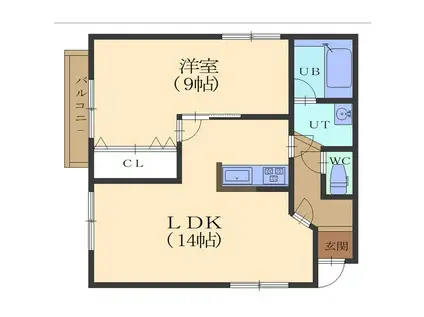 ミリオンパレス深堀(1LDK/1階)の間取り写真