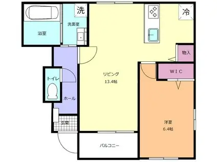 IEDES上仁井田(1LDK/1階)の間取り写真