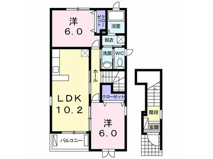 ファイン・グラースI(2LDK/2階)の間取り写真