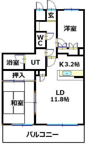 ダイアパレス丸之内二番館(2LDK/5階)の間取り写真