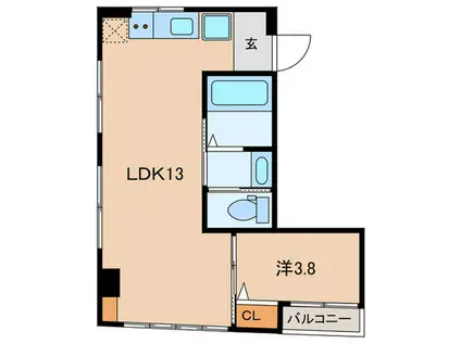 山田ビル(1LDK/2階)の間取り写真
